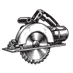 Hand drawn illustration of a circular saw for construction and carpentry projects