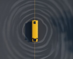 Top-down animation of school bus GPS location waves, School bus GPS tracking