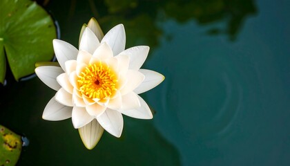 White lotus flower on water
