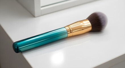 Elegant Makeup Brush on a White Surface