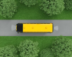 Top-down animation of school bus GPS location waves, School bus GPS tracking
