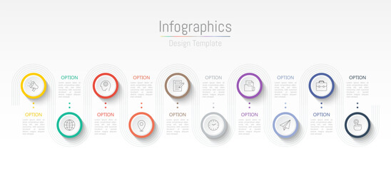 Infographic 10 options design elements for your business data. Vector Illustration.
