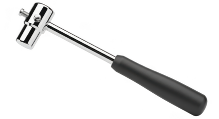 Medical reflex hammer isolated on transparent background, a diagnostic tool used by doctors for neurological examinations and testing reflexes