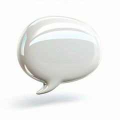 Naklejka premium Realistic white 3D speech bubble icon, isolated on pure white background, soft shadows.