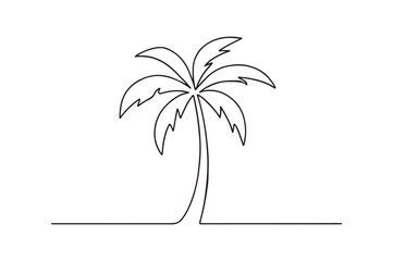 Fototapeta premium Palm Tree continuous one line drawing minimalism design
