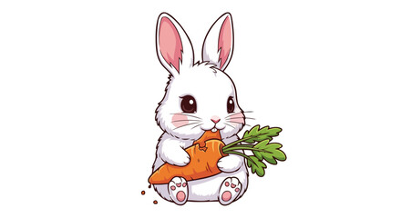 Obraz premium adorable white bunny enjoying a crunchy carrot perfect for easter kids