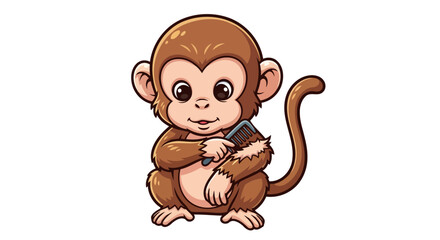 Obraz premium adorable monkey grooming perfect for childrens products and stories
