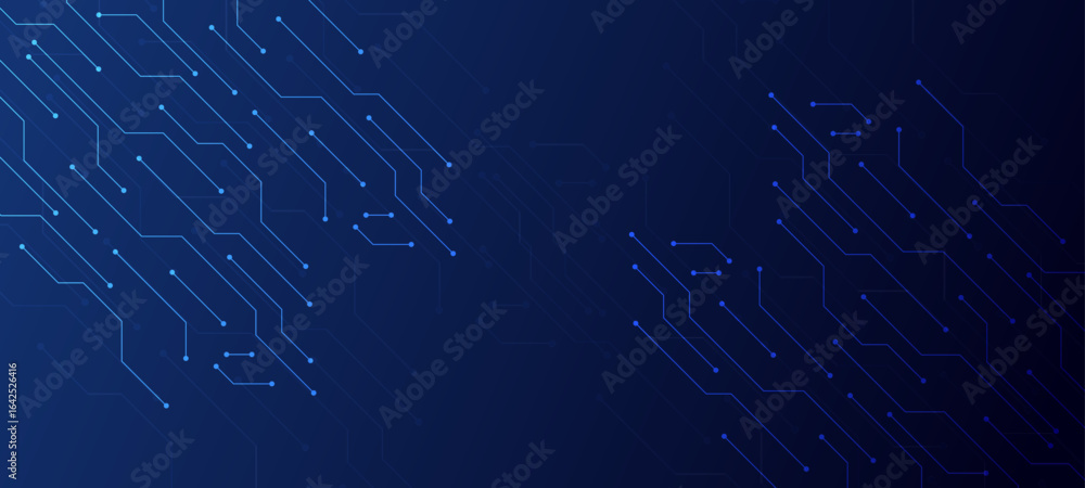 Poster blue circuit board background. modern technology connection network artificial intelligence abstract