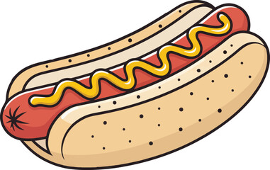 Hot dog illustration vector design, Hot dog logo design isolated in white background
