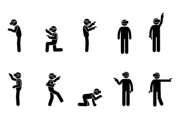 Stick figure holding VR controllers