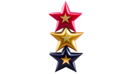 Three stacked decorative stars with glitter accents