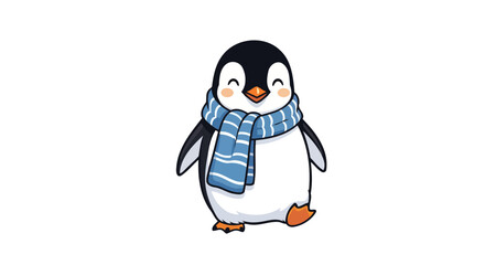 Fototapeta premium adorable penguin in blue scarf perfect for winter holiday designs