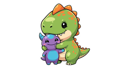 Fototapeta premium adorable dinosaur and monster hug perfect for kids products and stories
