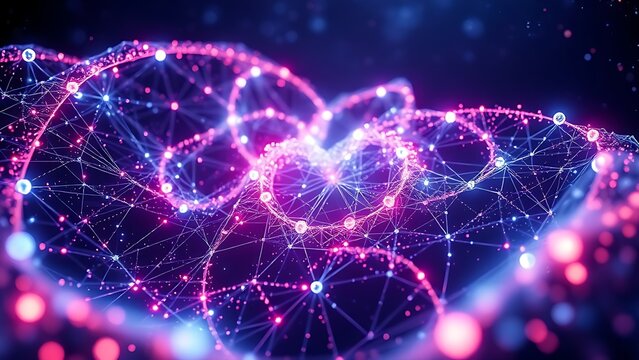 Glowing quantum particles forming intricate fractal patterns in a cosmic void, symbolizing cryptography.