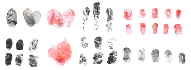 Set of human fingerprints on white background