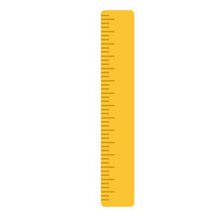 Flat yellow measuring ruler illustration, perfect for school geometry, technical drawing, crafting, and measurement activities.