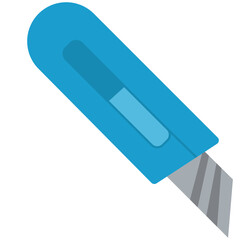 Simple flat style blue cutter knife vector illustration for stationery, office, craft, and design related projects.