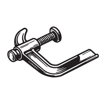 black and white clamp tool clip art preview