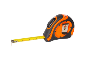 Measuring tape ready for Labor Day, isolated on white, PNG