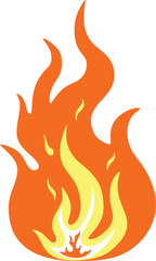 Flat flame vector icon – Minimalist illustration of orange and yellow fire