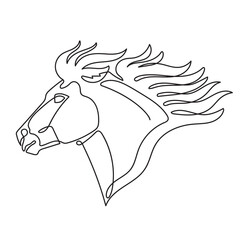 One line drawing pony head monochrome vector illustration