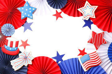 Obraz premium Vibrant red, white, and blue decor, isolated on white, PNG