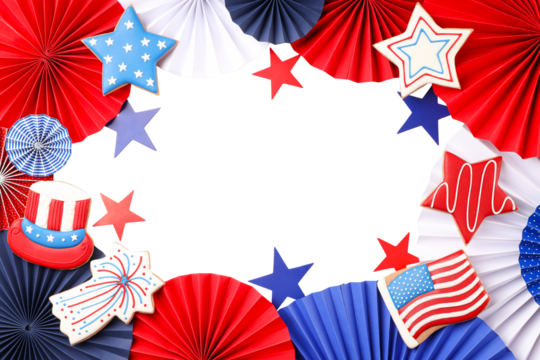 Vibrant red, white, and blue decor, isolated on white, PNG - Powered by Adobe