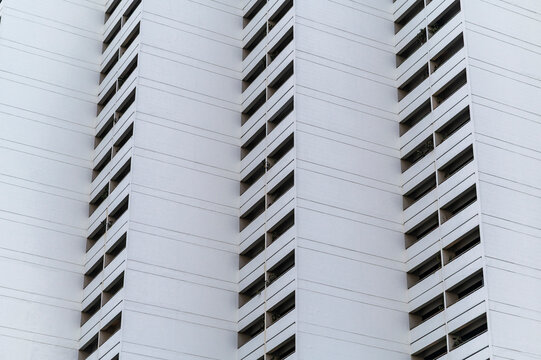 Minimal architecture balconies in white grid