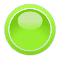 Glossy Green Circle Button with White Outline and Shine