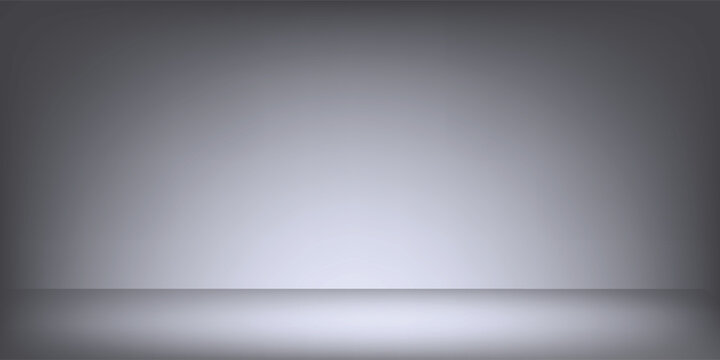 Empty grey studio background. Limbo dark bg. Product studio room. Limbo dark background. Abstract 3d backdrop for presentation. Minimal wall scene. Showcase, promotion display. Vector illustration