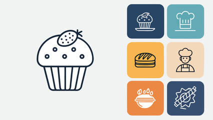 Muffin vector design in white background, Muffin logo design, Set of Muffin vector design