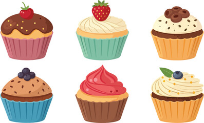Set of Muffin illustration vector design, Muffin logo and icon design, Muffin vector design 