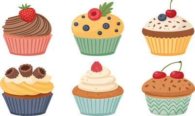 Muffin vector design, Muffin logo design, Set of Muffin illustration vector design 