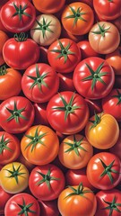 Vibrant Assortment of Fresh Ripe Tomatoes in Red Orange and Yellow