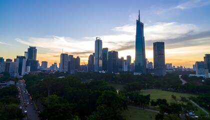 Obraz premium Sunrise city skyline panorama