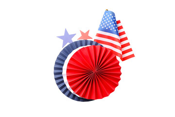 Labor Day red, white, and blue decor, isolated on white, PNG