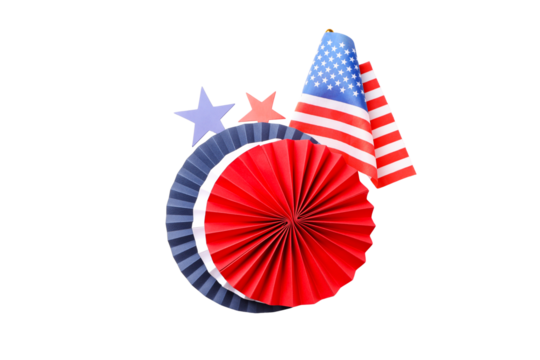 Labor Day red, white, and blue decor, isolated on white, PNG