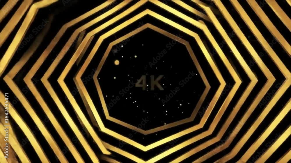 Aufkleber concentric golden hexagons create a captivating abstract tunnel, leading towards a dark, star-like b