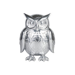 Fototapeta premium Silver owl figurine closeup view