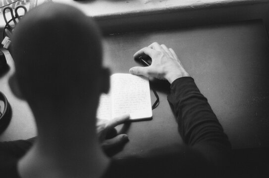 View on top of the shoulder of a diary