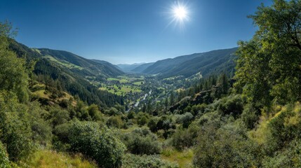 Obraz premium Valley view between mountains