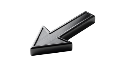 A dark gray arrow pointing down on a transparent background