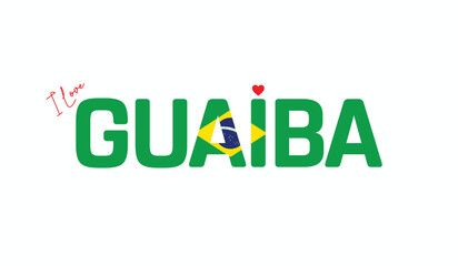I Love Guaiba, Typographic Design of I Love Guaiba on a black background, Flag Typography of Guaiba with heart, Vector design of I Love Brazil
