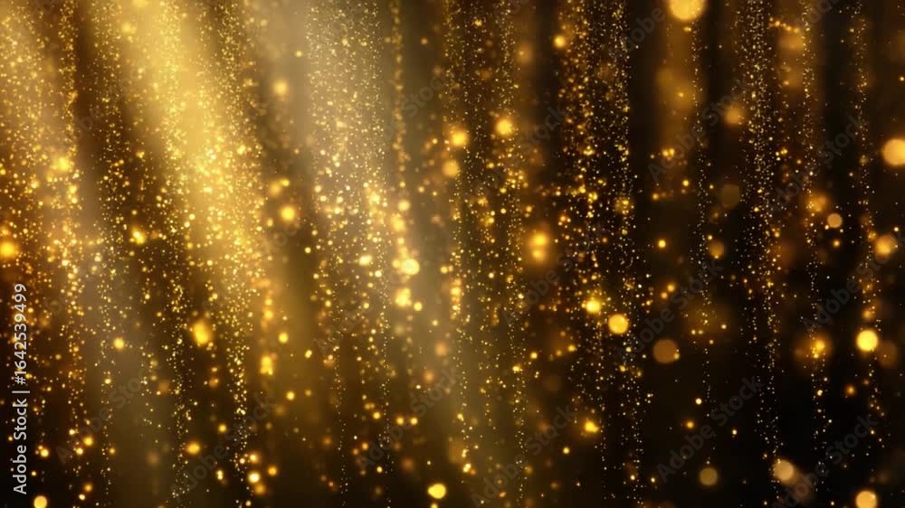 Poster golden sparkle: abstract golden sparkling particles and lights create a stunning, ethereal ambiance.