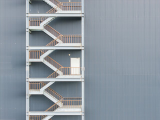 Commercial Warehouse Exterior with Fire Escape Stairs