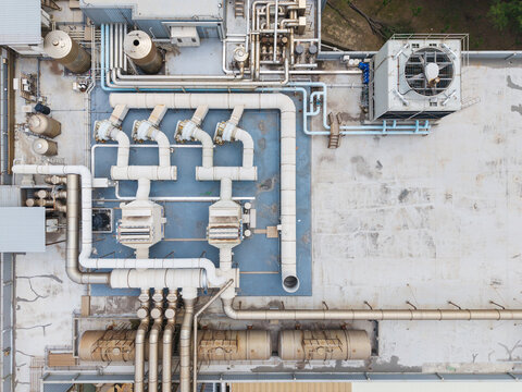 Industrial Plant Aerial View Water Treatment Facility