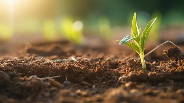 地面から芽を出す植物のタイムラプス動画