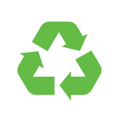 Obraz premium Green recycling symbol with arrows on Vector illustration of white background three