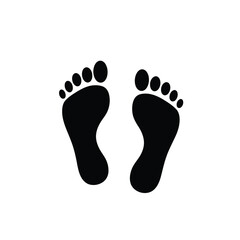 Vector illustration of Black silhouette of human footprints on a white background feet steps