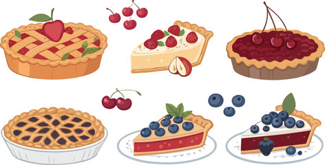 Pie vector design in isolated background, Pie icon design, Set of Pie illustration vector design